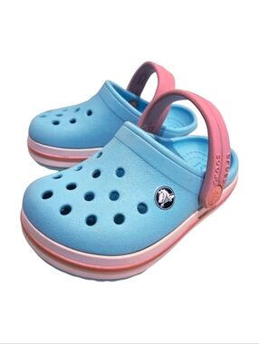 Like New CROCS Crocband Clog Kids – Rare Ice Blue/White Color – Size C5